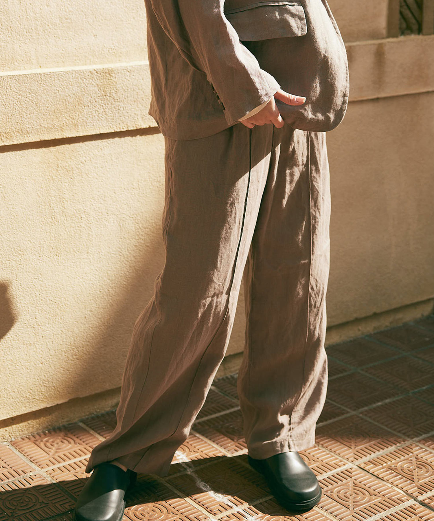 R4318 オーガニックリネンワイドストレートパンツ