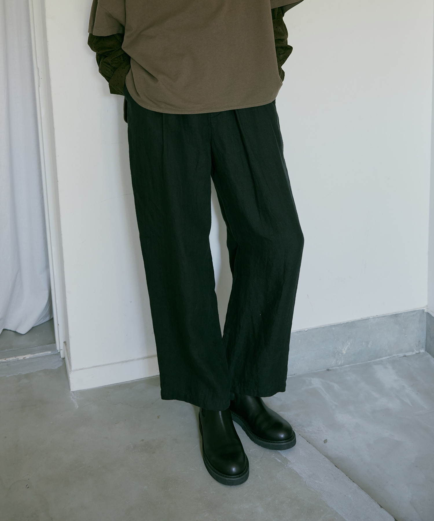 R4356 オールドリネンワイドスラックス