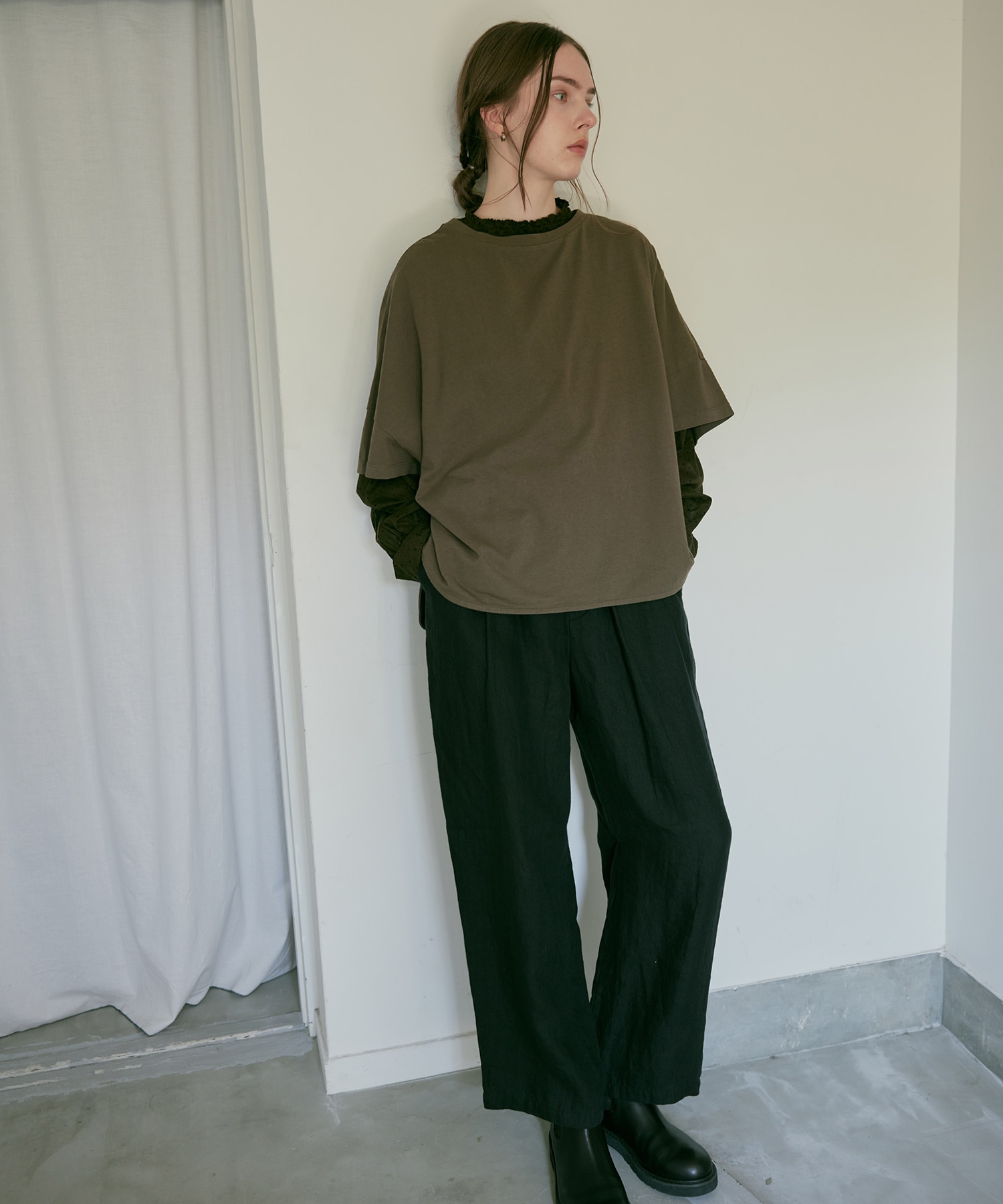 R4356 オールドリネンワイドスラックス