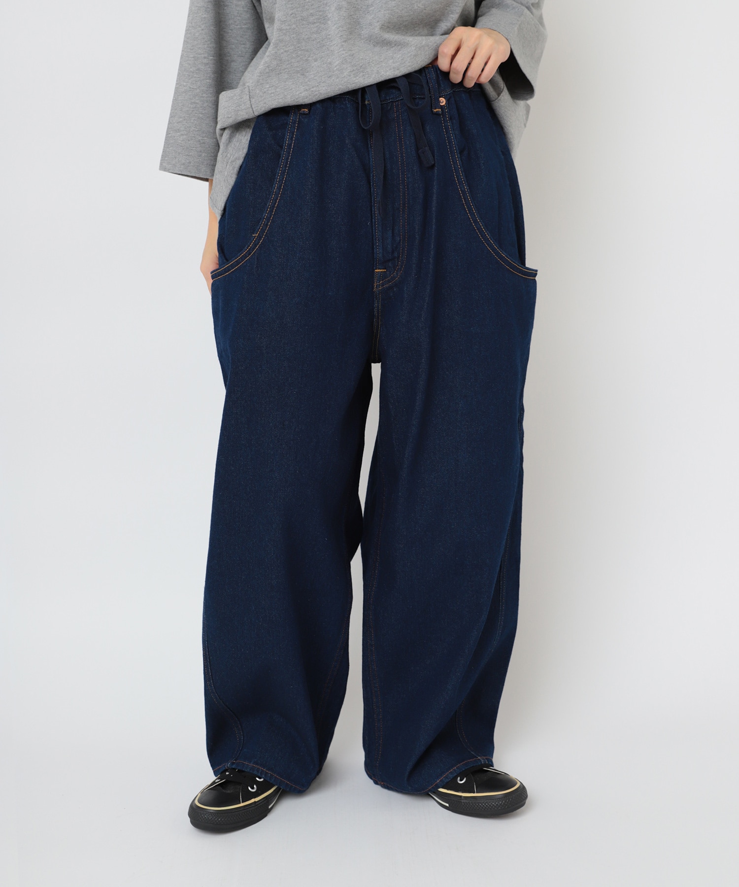 R4361 前ポケットがダブルなバギーパンツ