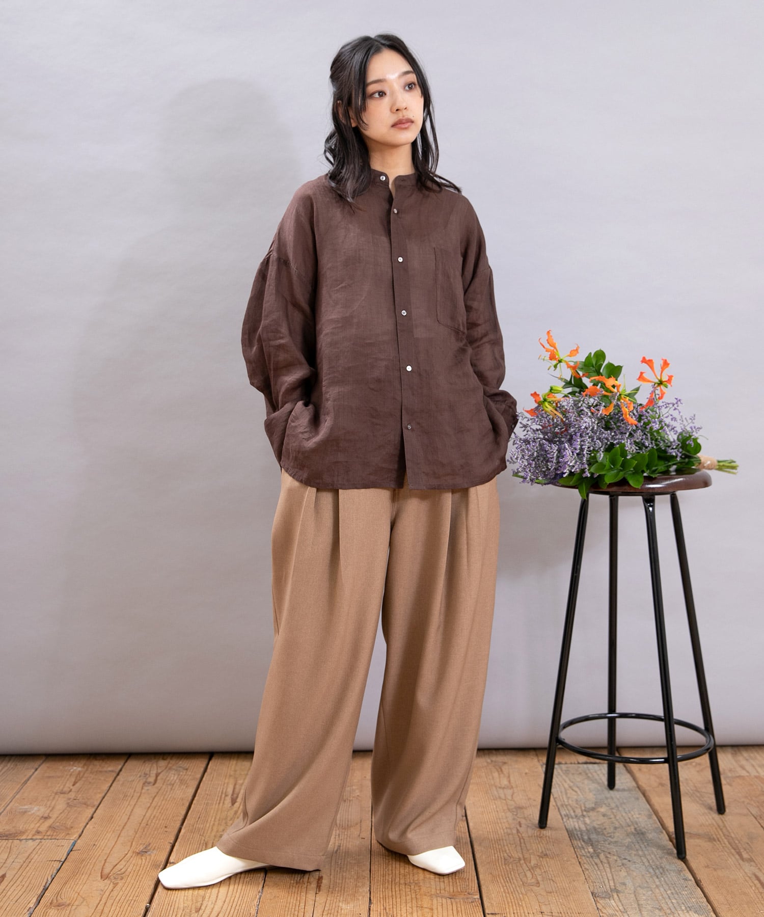 R4366 ウールライクなコックさんのスラックスパンツ