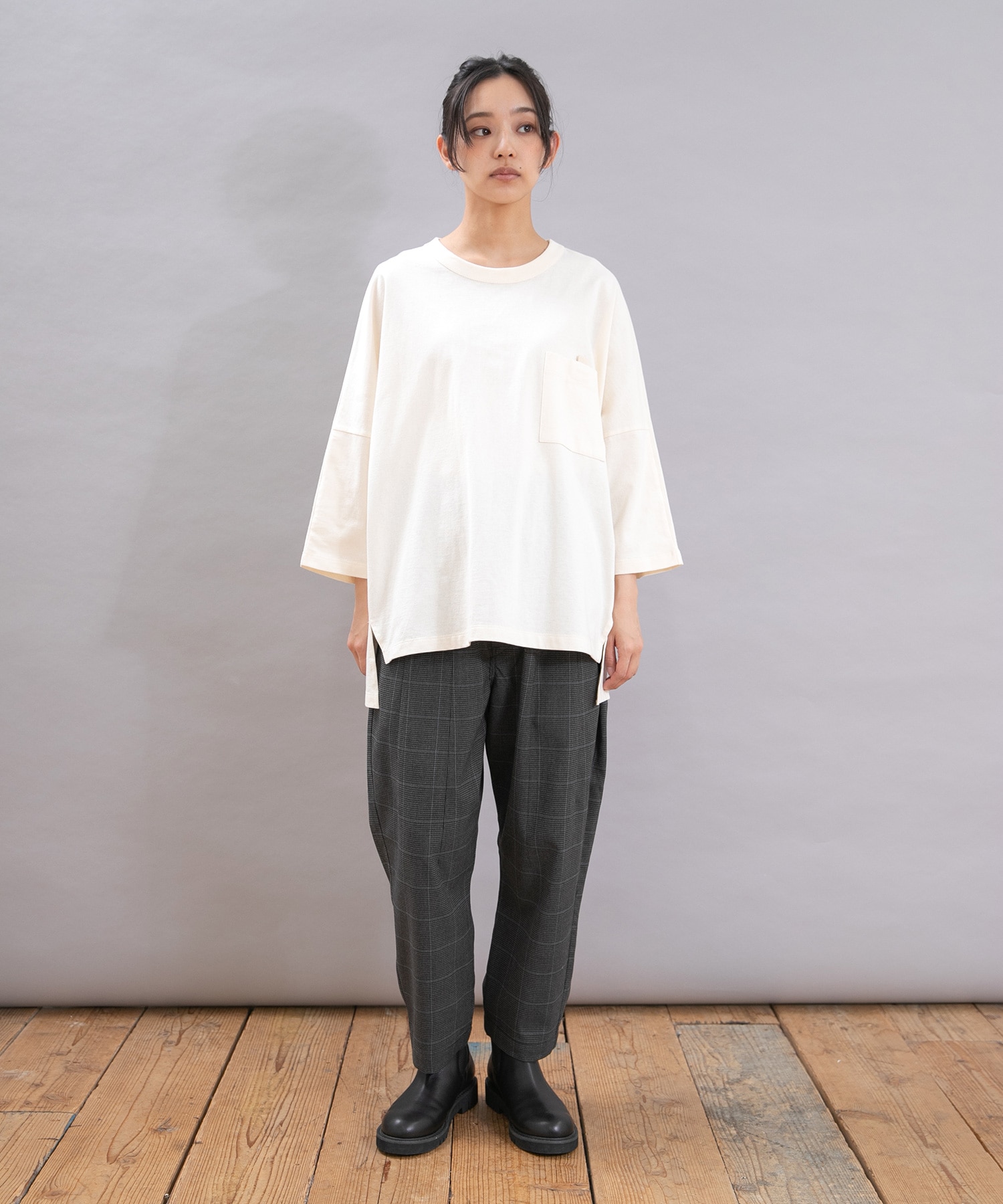 R4367 裏ピーチ起毛のPJ'sクロップドパンツ