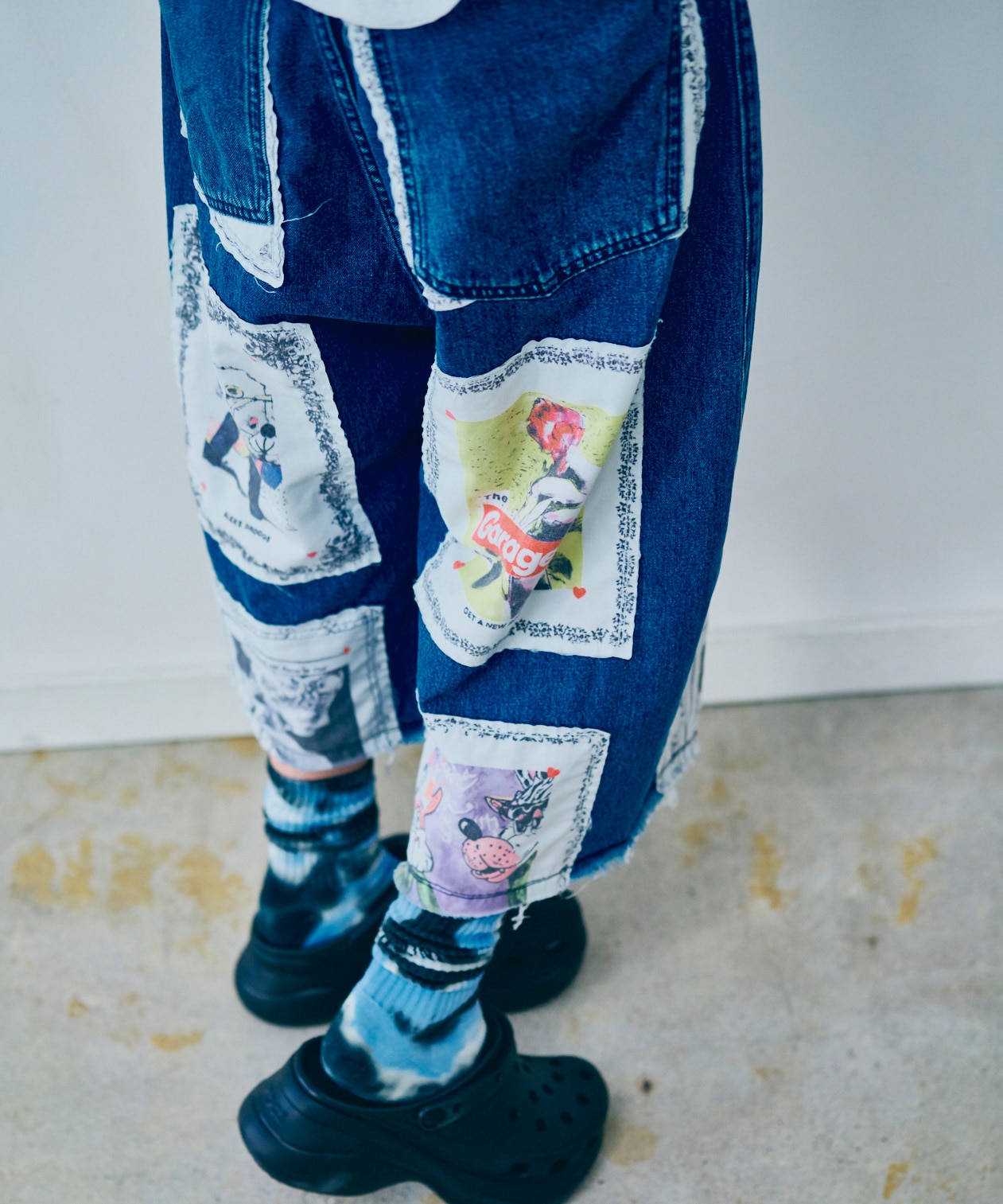 R4375 ビッグパッチクロップドパンツ