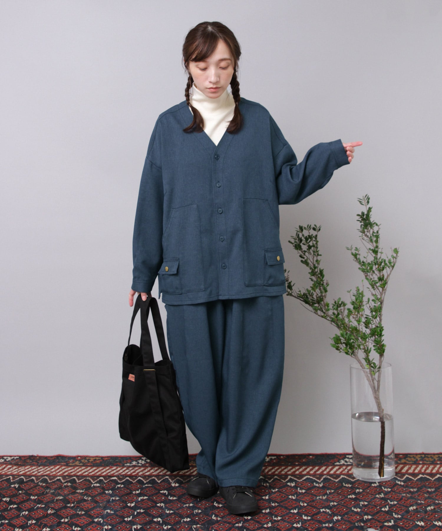 R4397 F.ワークのウールライクバルーンパンツ