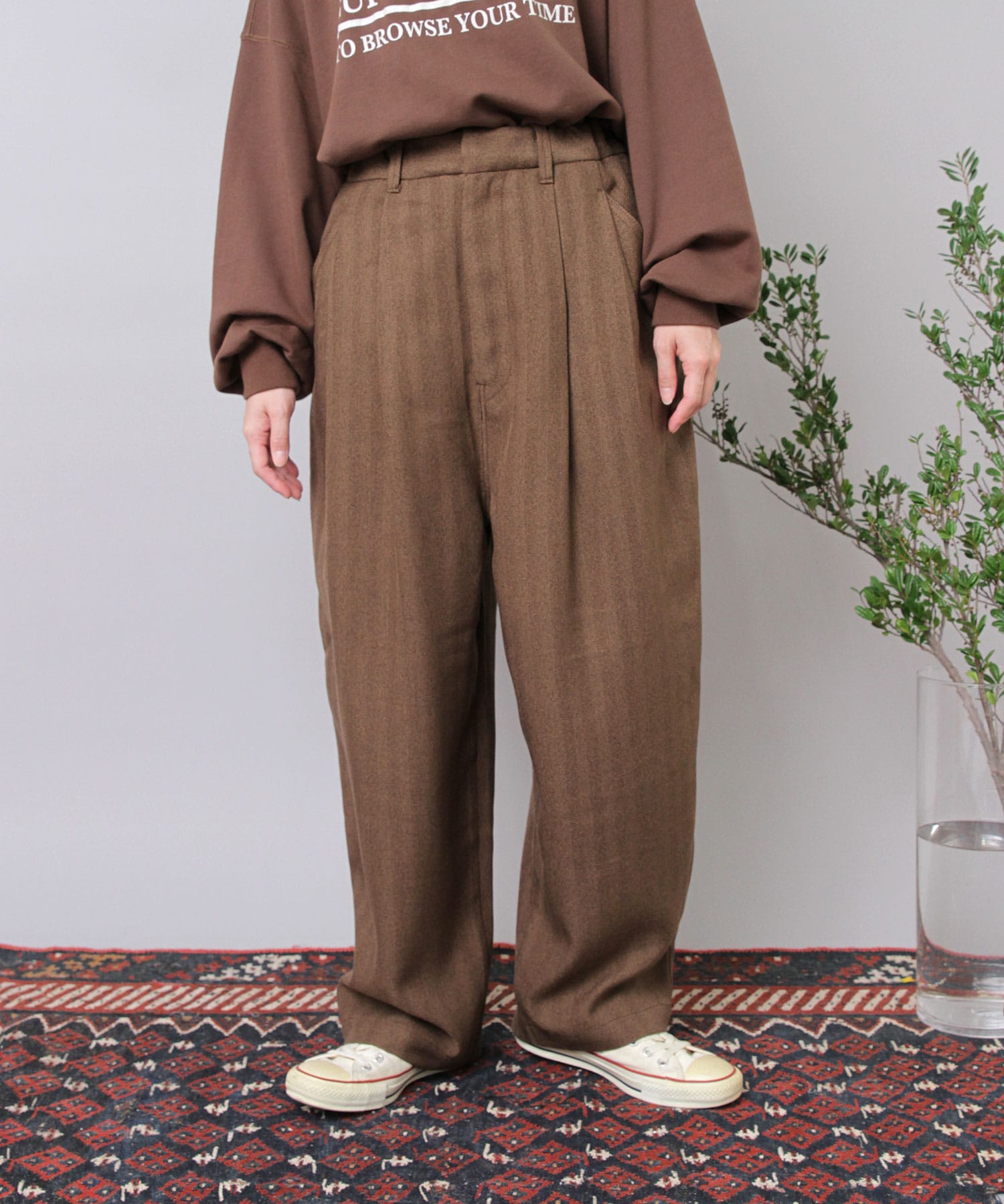 R4398 コックさんのヘリンボーンツイードパンツ