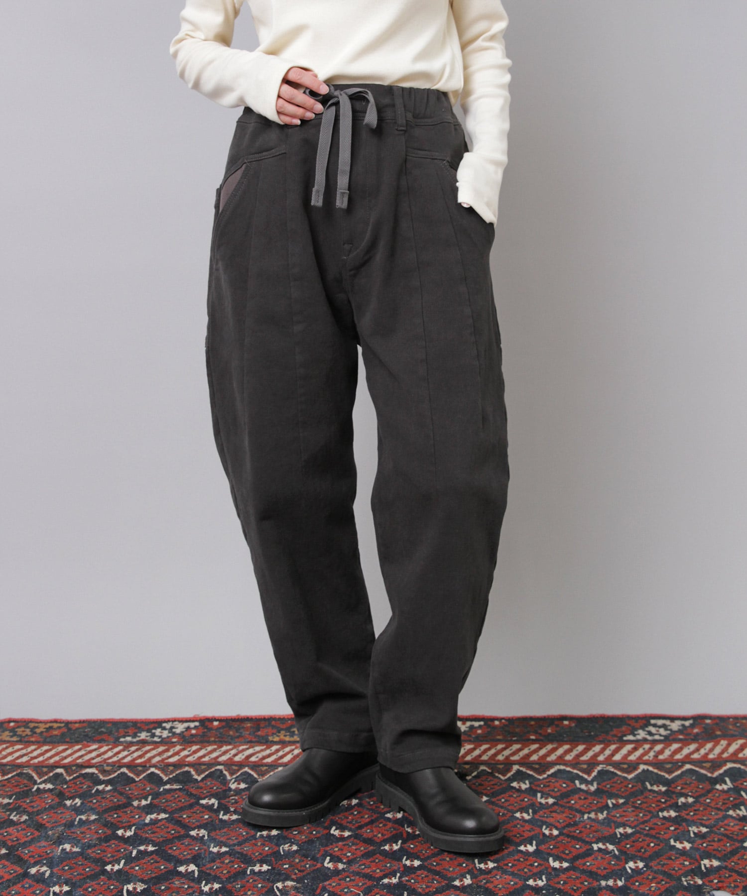 R4399 ブランケット起毛のプルオンウォームパンツ