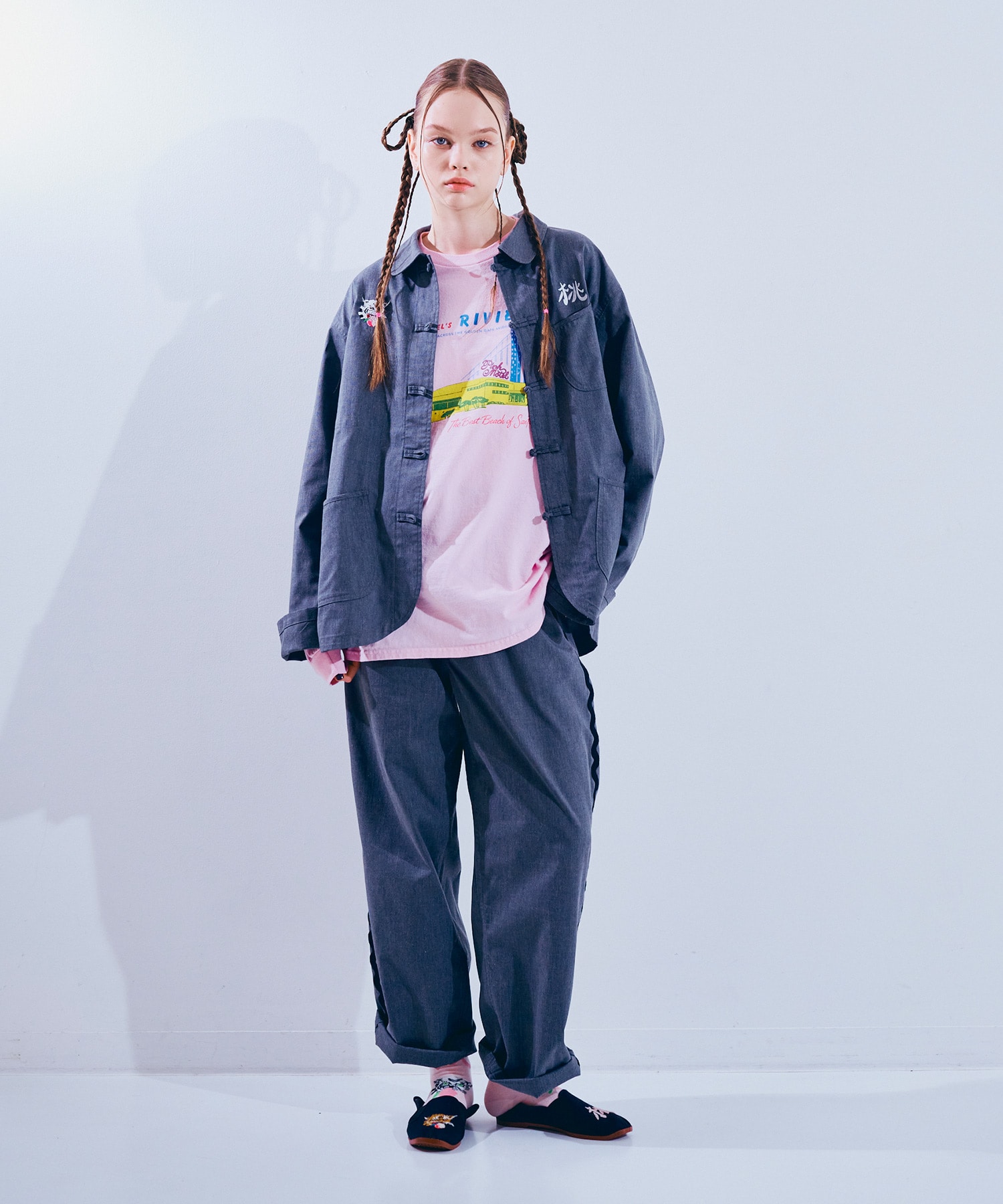 【PINK MOTEL】R4406 PM ウェーブテープパンツ