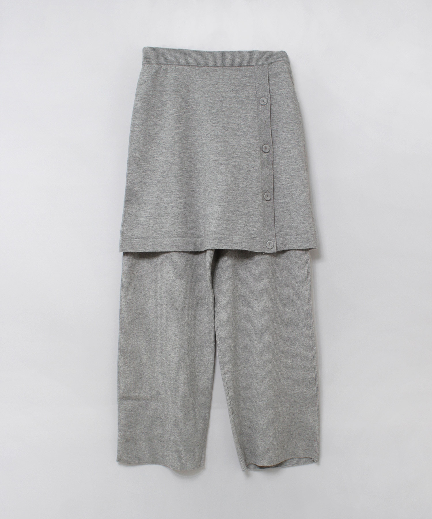 R4407 スカート付きリブニットパンツ