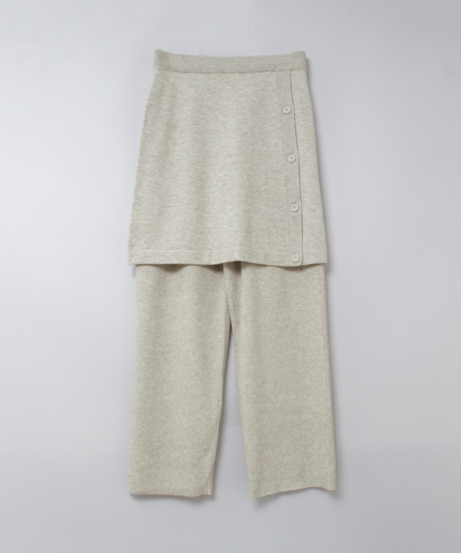 R4407 スカート付きリブニットパンツ