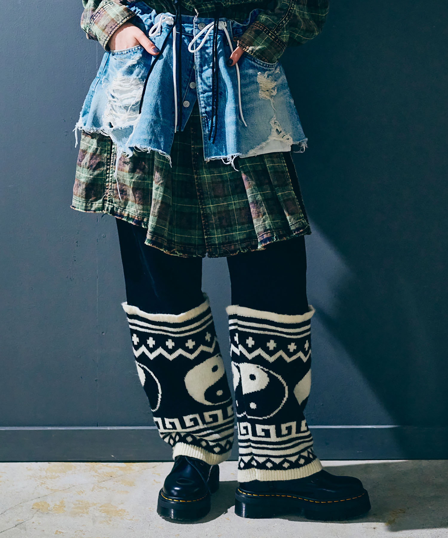 R4412 ニットコンビスウェットパンツ