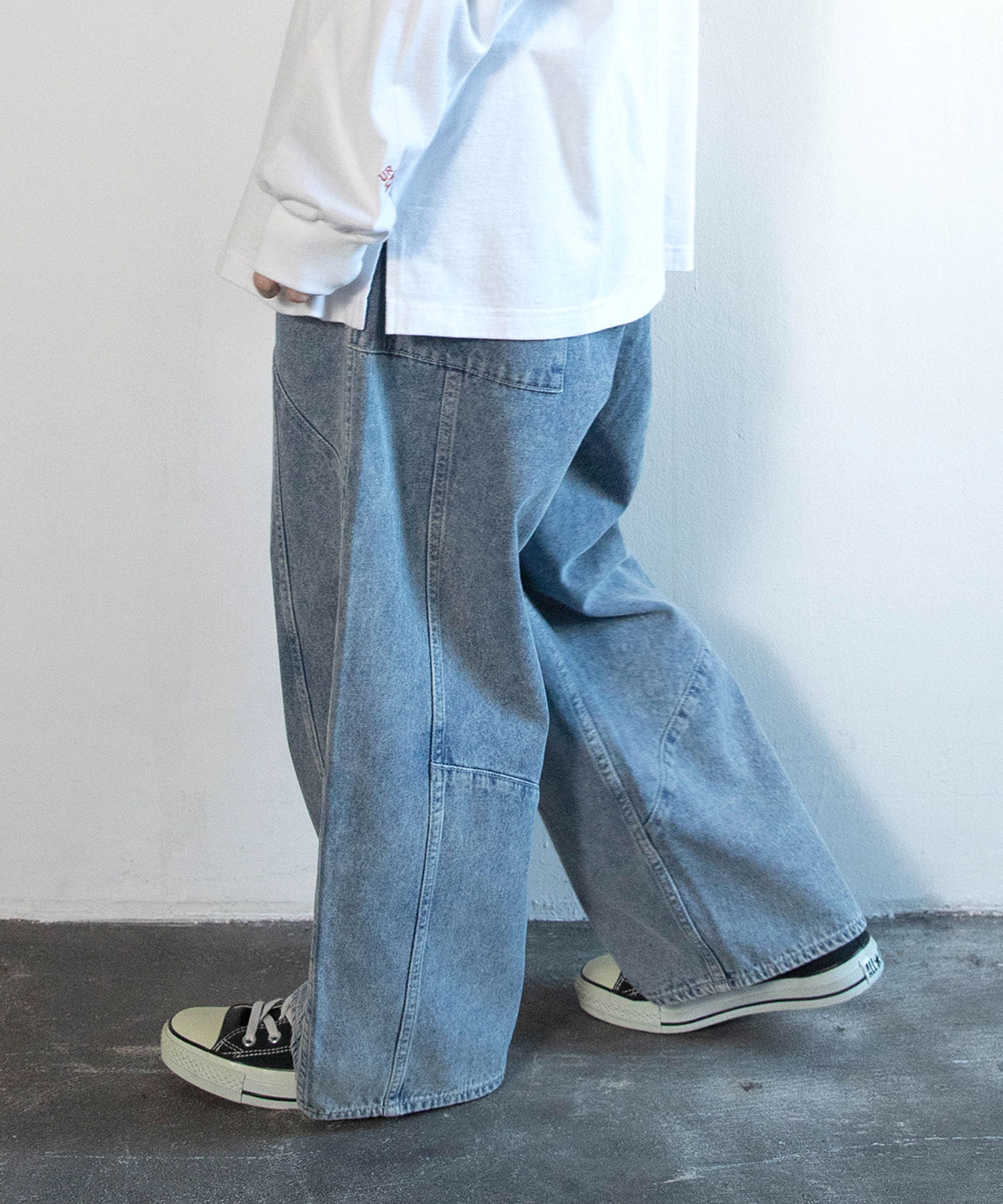 【2月上旬納期】R4421 柔らかデニムのケミカルバギーパンツ