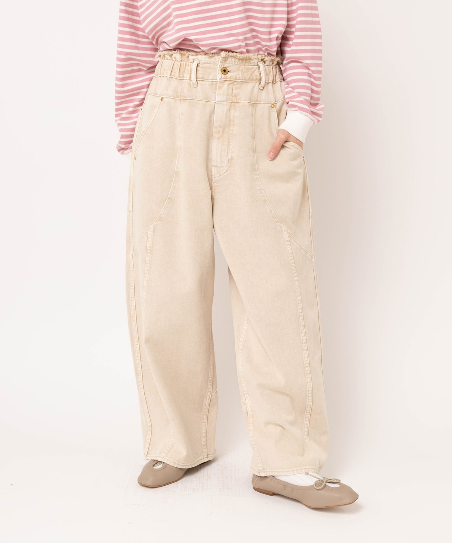 【2月上旬納期】R4421 柔らかデニムのケミカルバギーパンツ