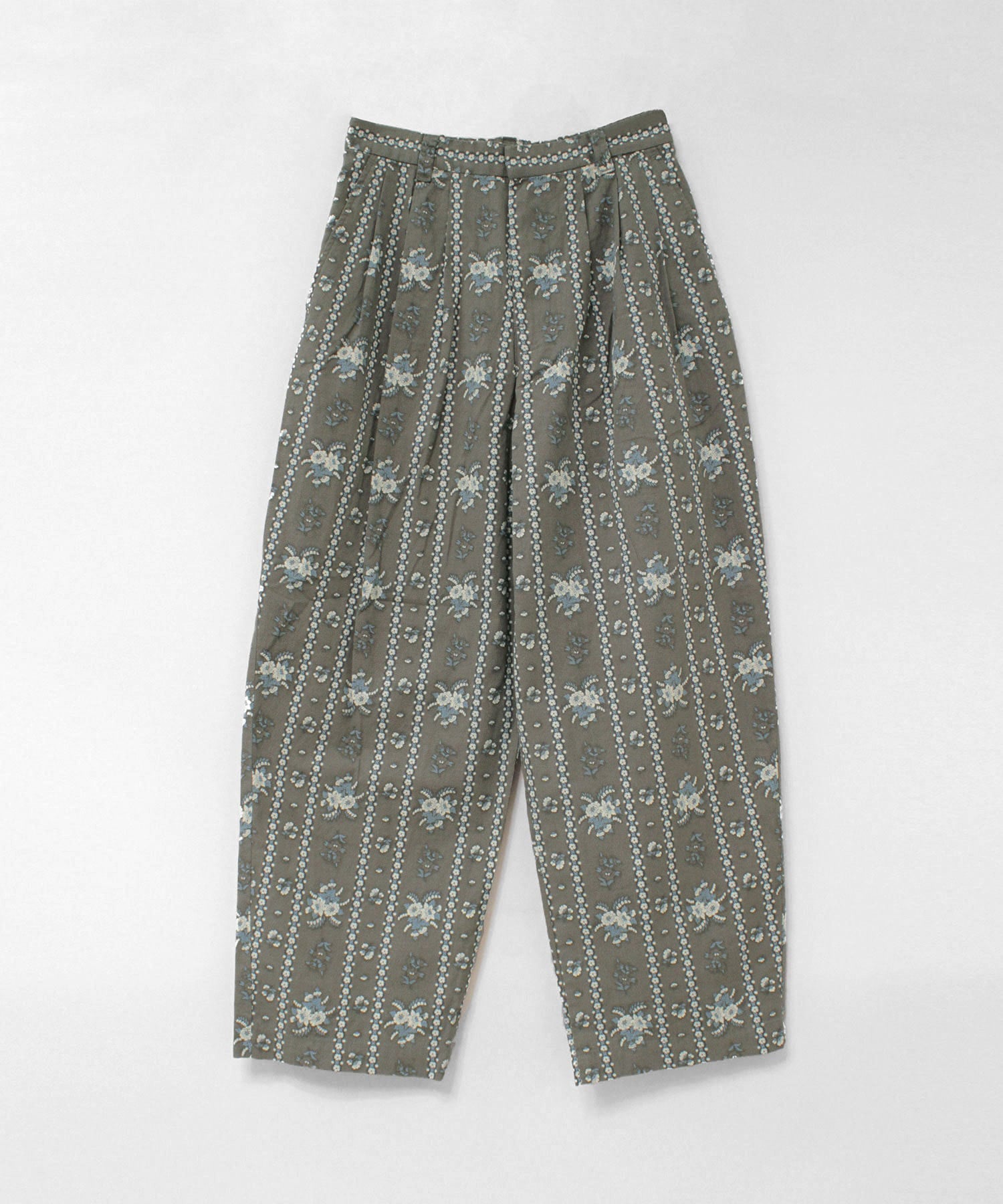 R4428 フラワーストライプ3タックパンツ