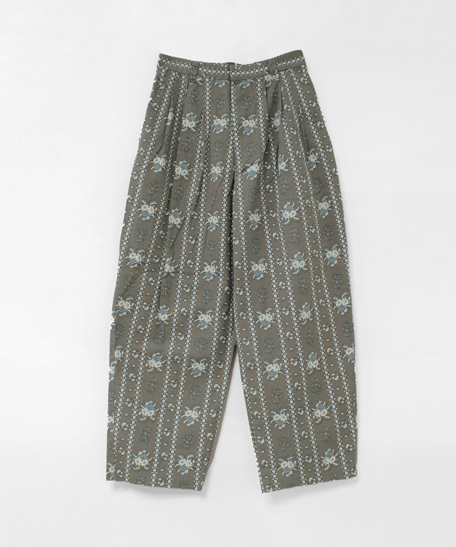 R4428 フラワーストライプ3タックパンツ