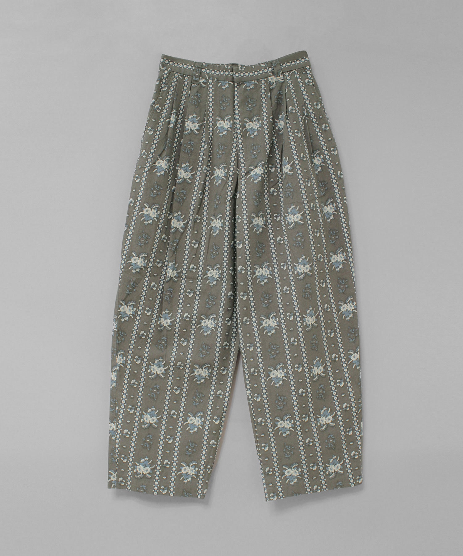 R4428 フラワーストライプ3タックパンツ