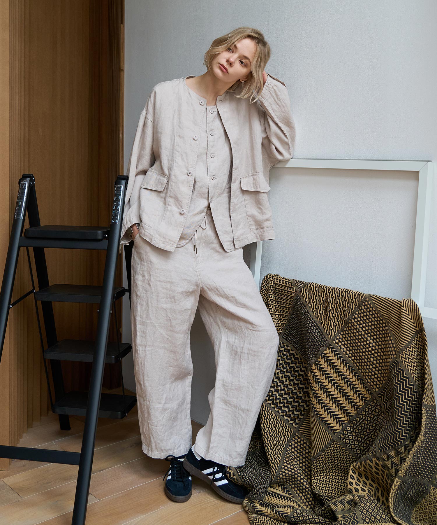 【3月中旬納期】R4430 リネンツイルイージーパンツ