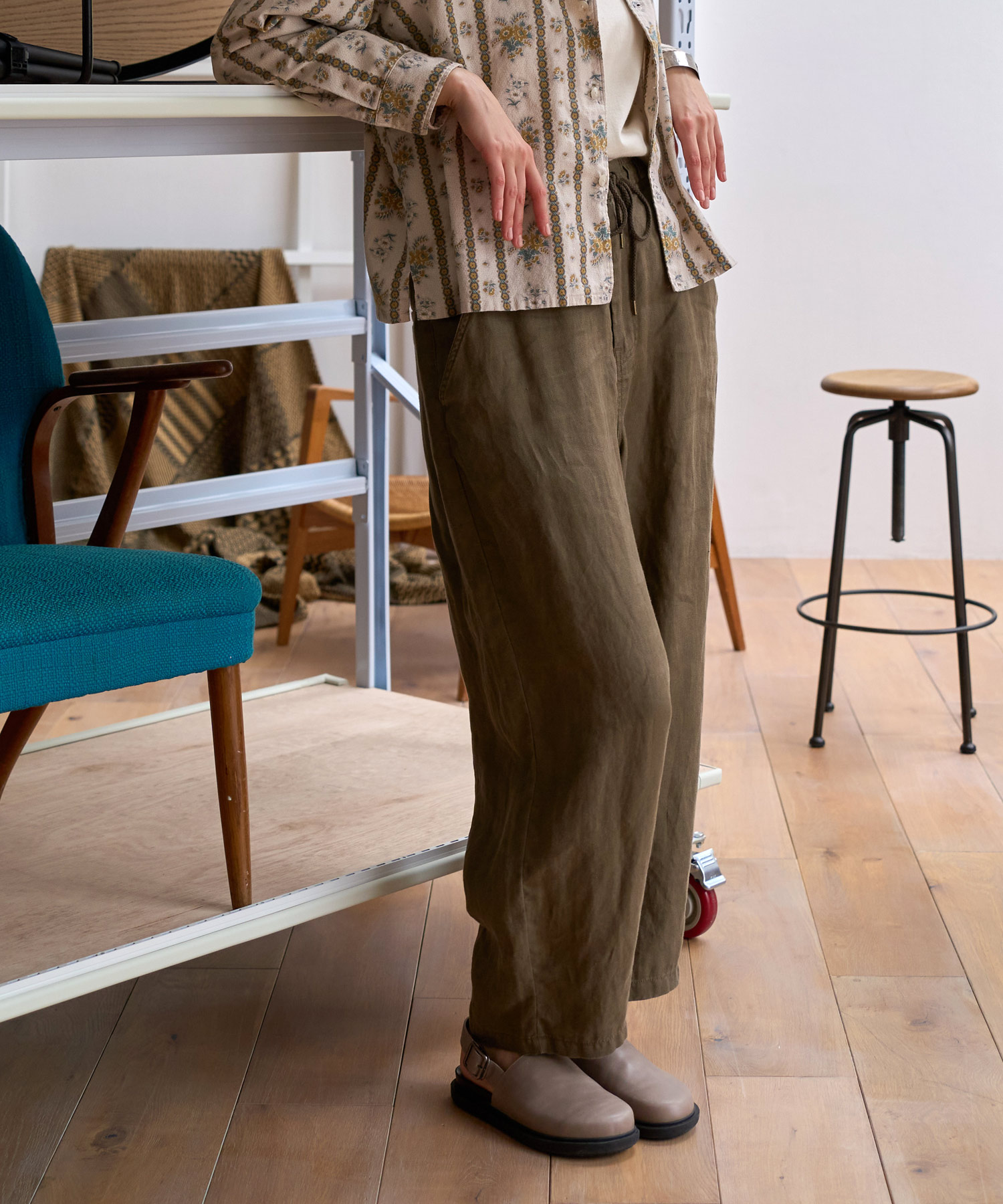 【3月中旬納期】R4430 リネンツイルイージーパンツ