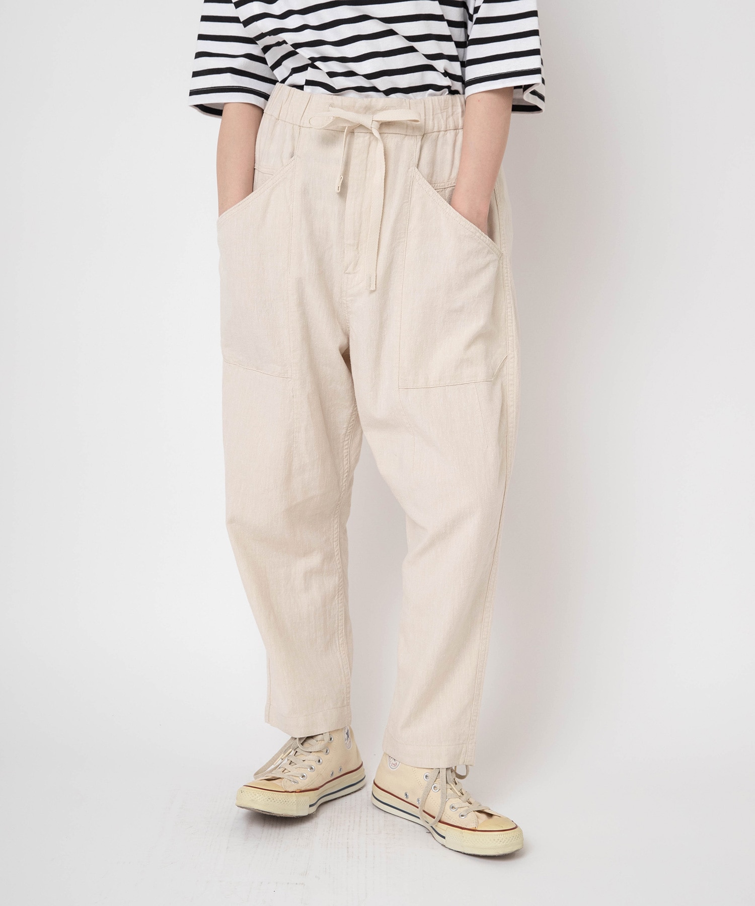 R4439 レーヨンリネンクロップドアトリエパンツ