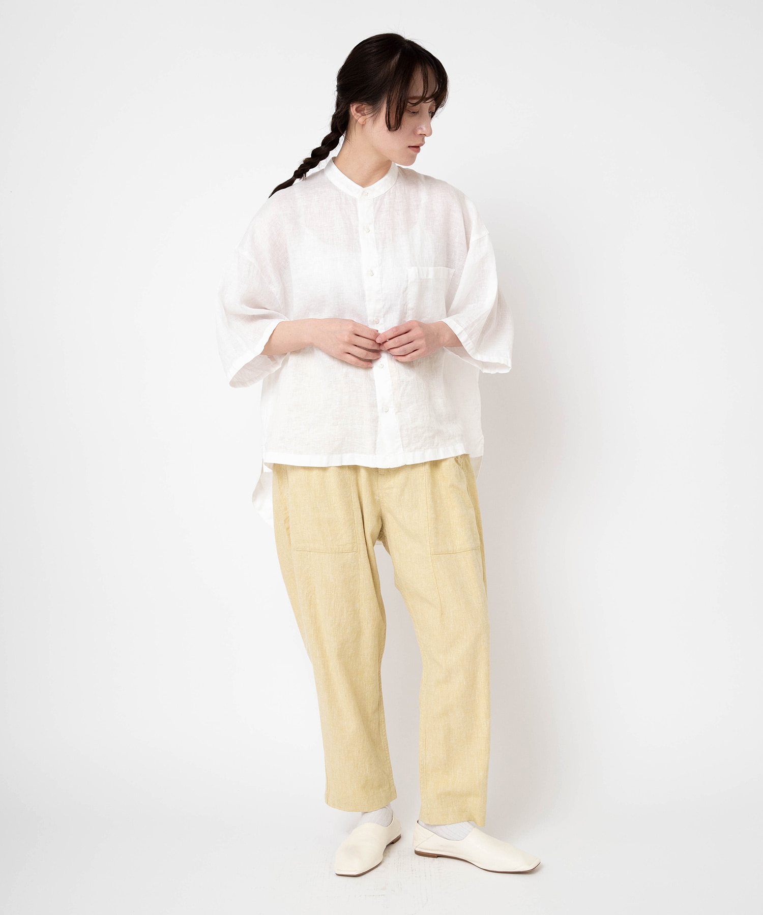 R4439 レーヨンリネンクロップドアトリエパンツ