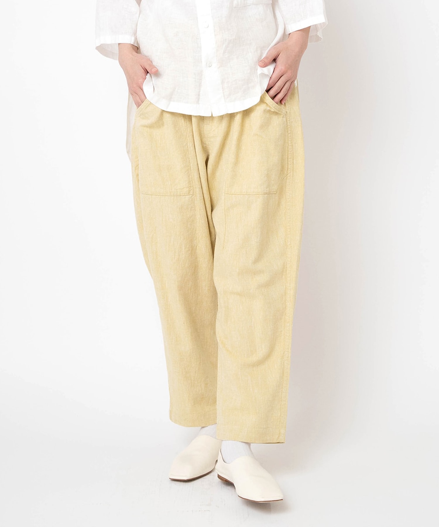 R4439 レーヨンリネンクロップドアトリエパンツ