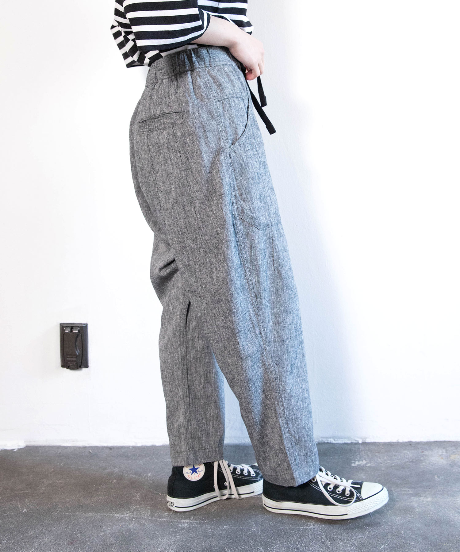 【5月中旬納期】R4439 レーヨンリネンクロップドアトリエパンツ