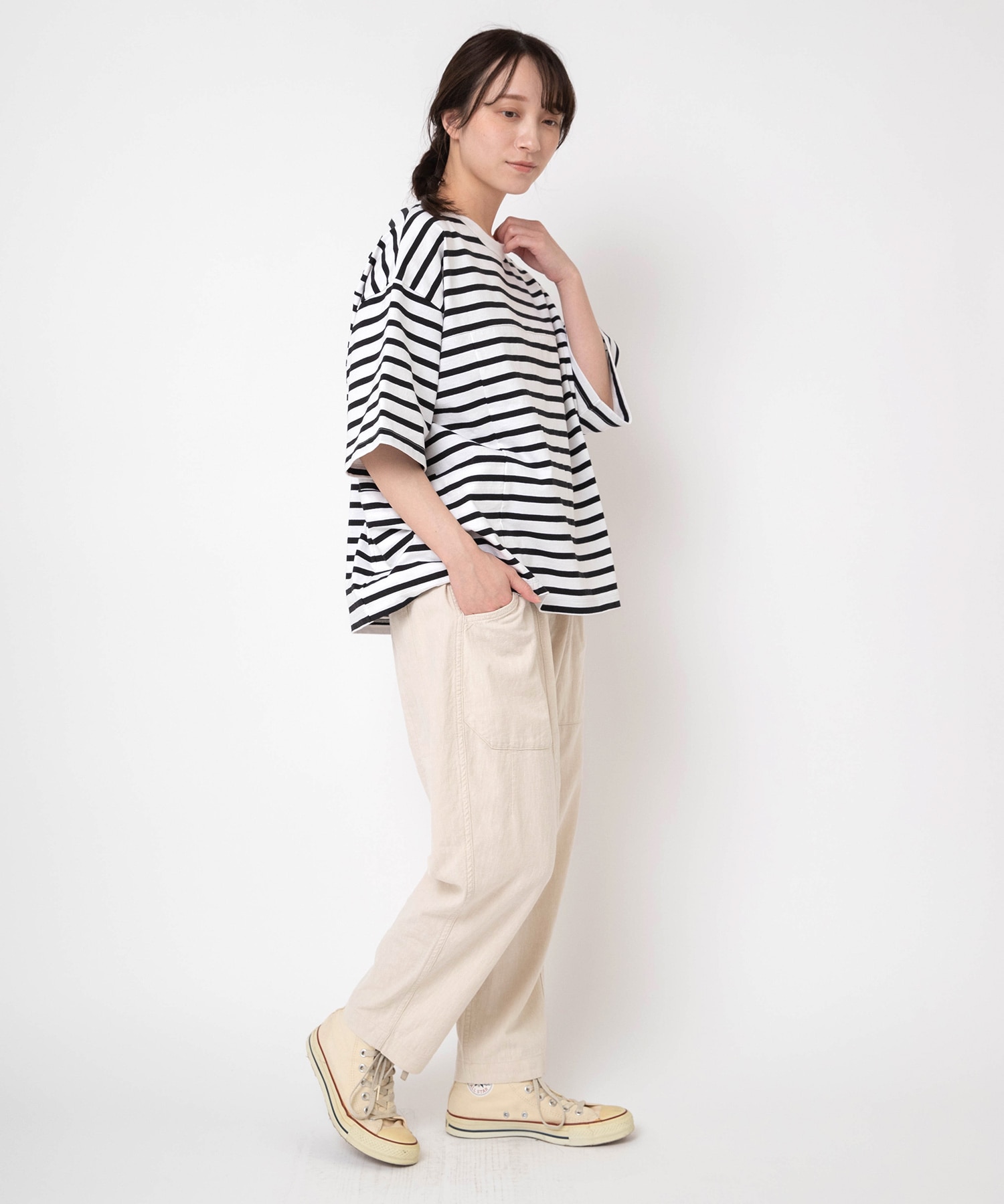 【5月中旬納期】R4439 レーヨンリネンクロップドアトリエパンツ