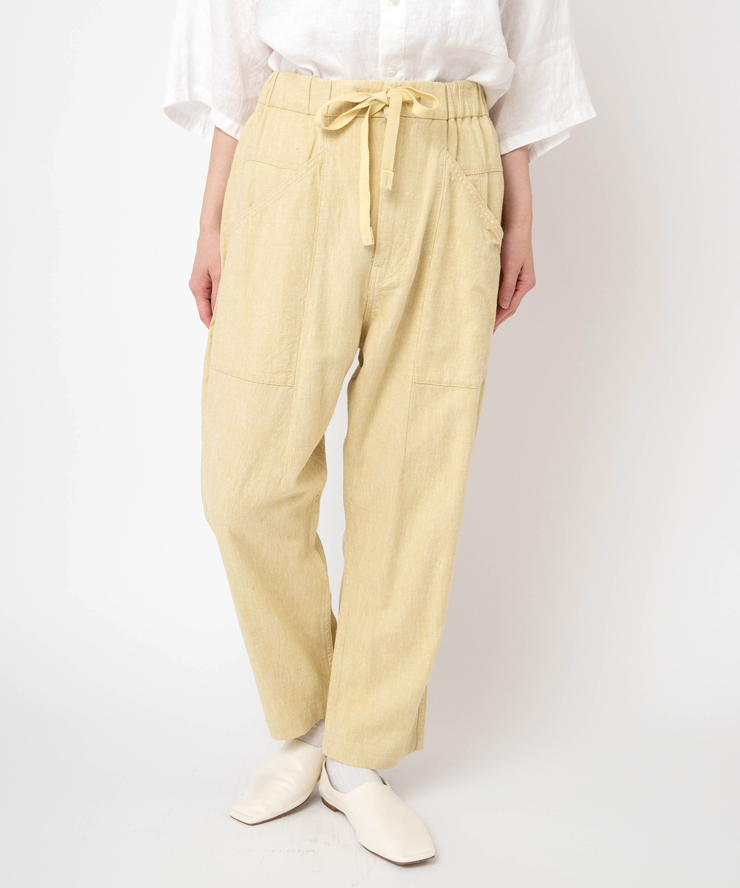 R4439 レーヨンリネンクロップドアトリエパンツ