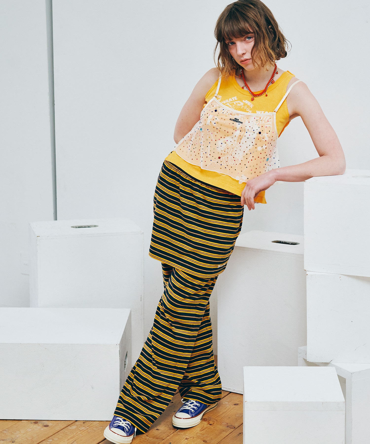 R4446 マルチボーダーイージーパンツ