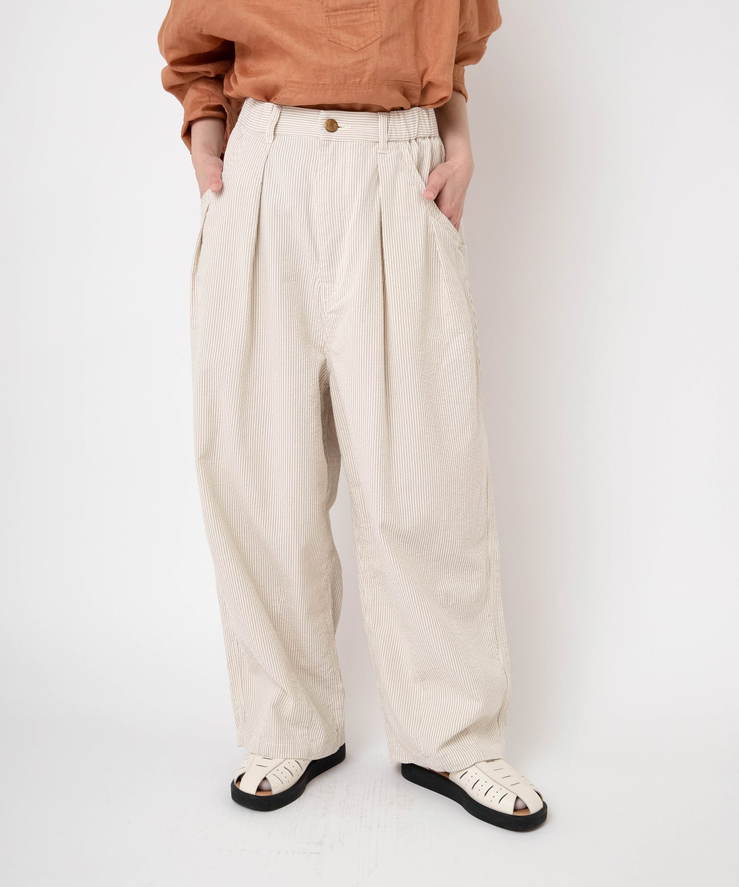 【5月中旬納期】R4450 ストライプのギャルソンパンツ