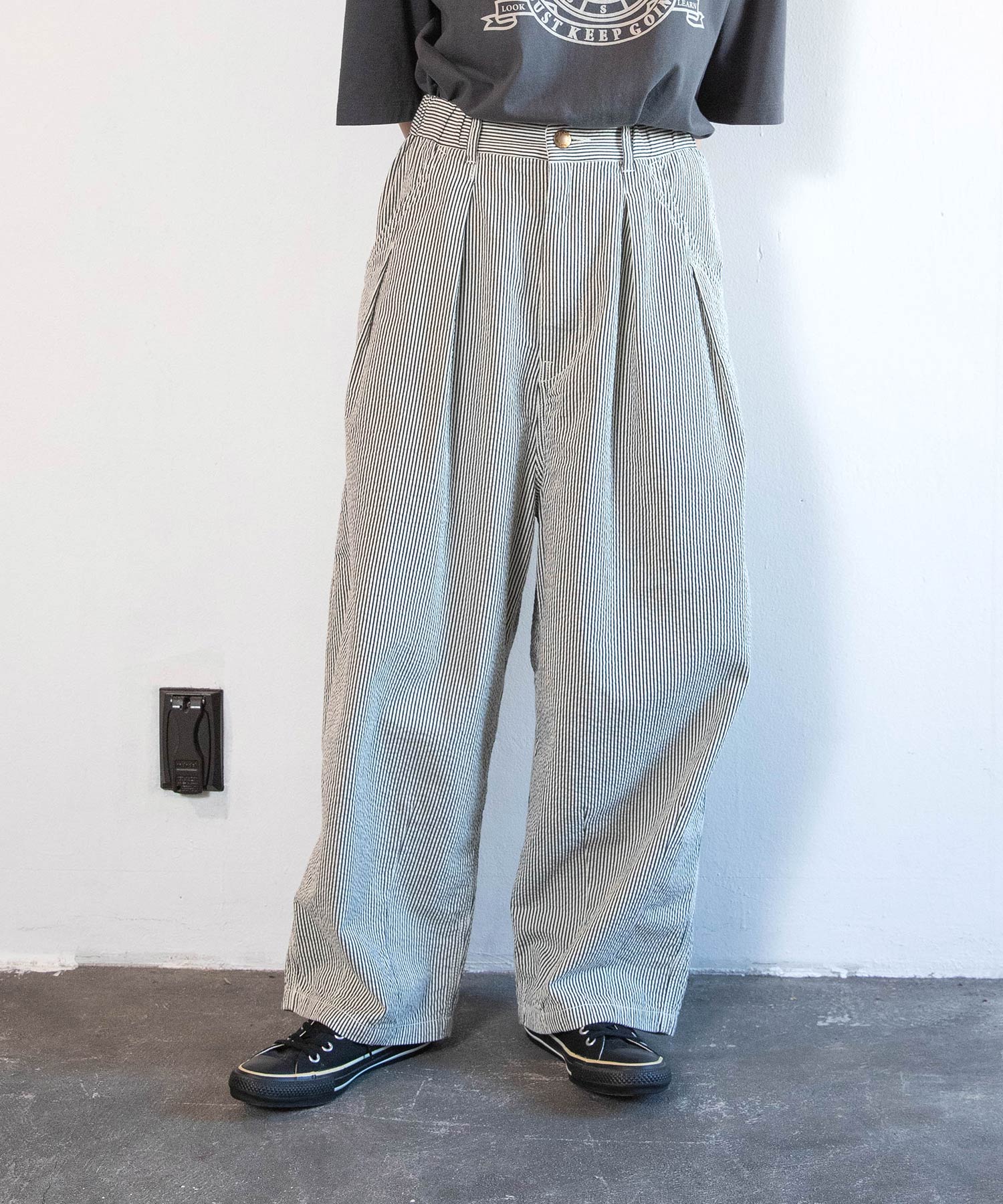 【5月中旬納期】R4450 ストライプのギャルソンパンツ