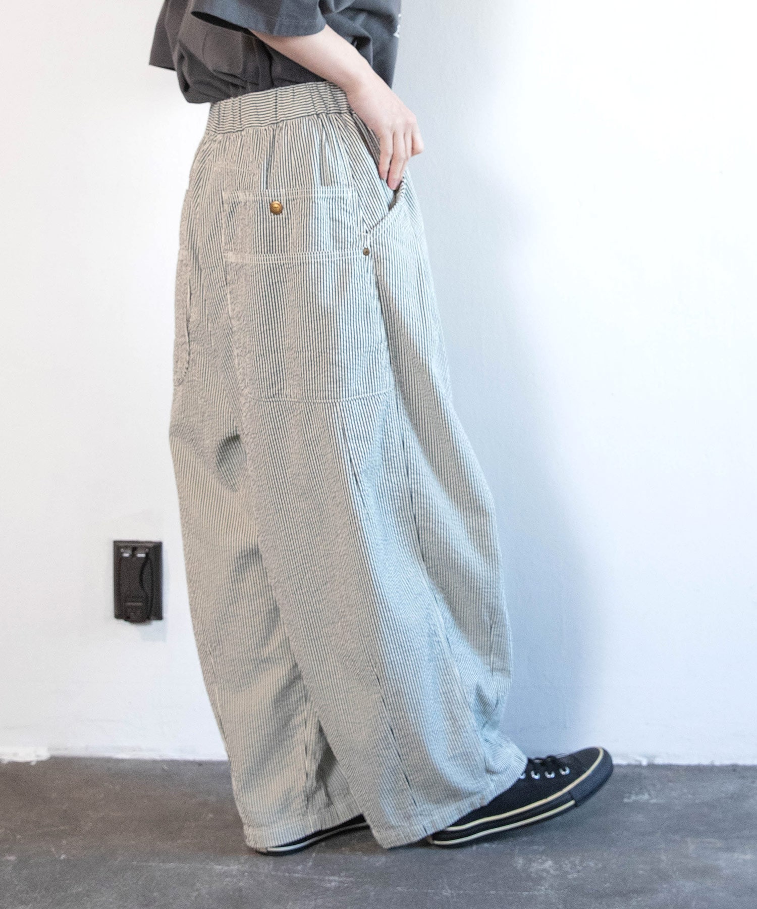 【5月中旬納期】R4450 ストライプのギャルソンパンツ