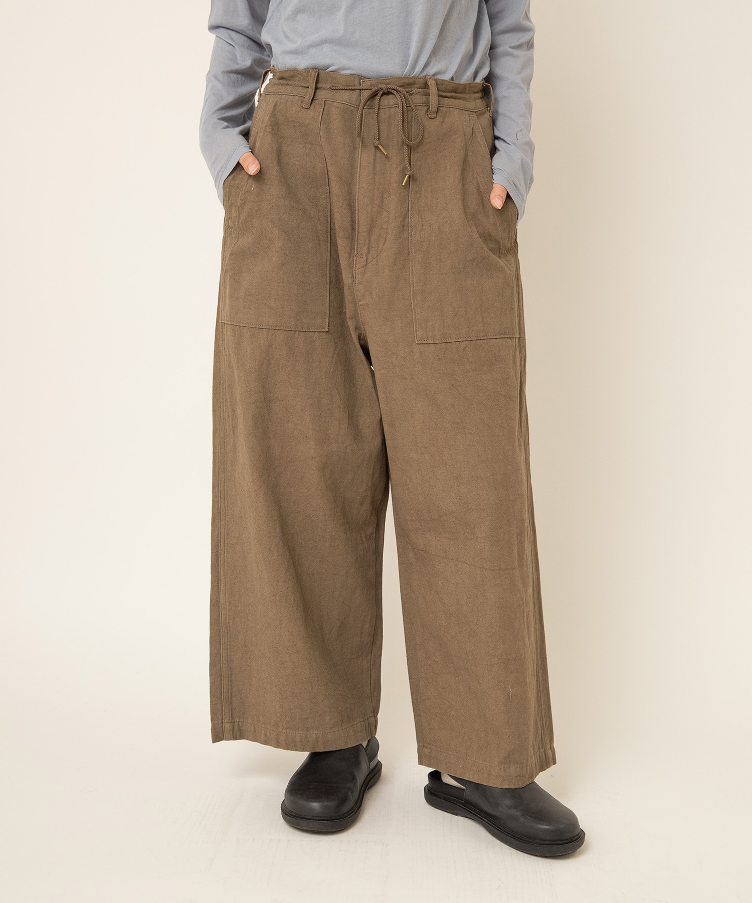 R4467 ムラ染めワイドアンクルパンツ