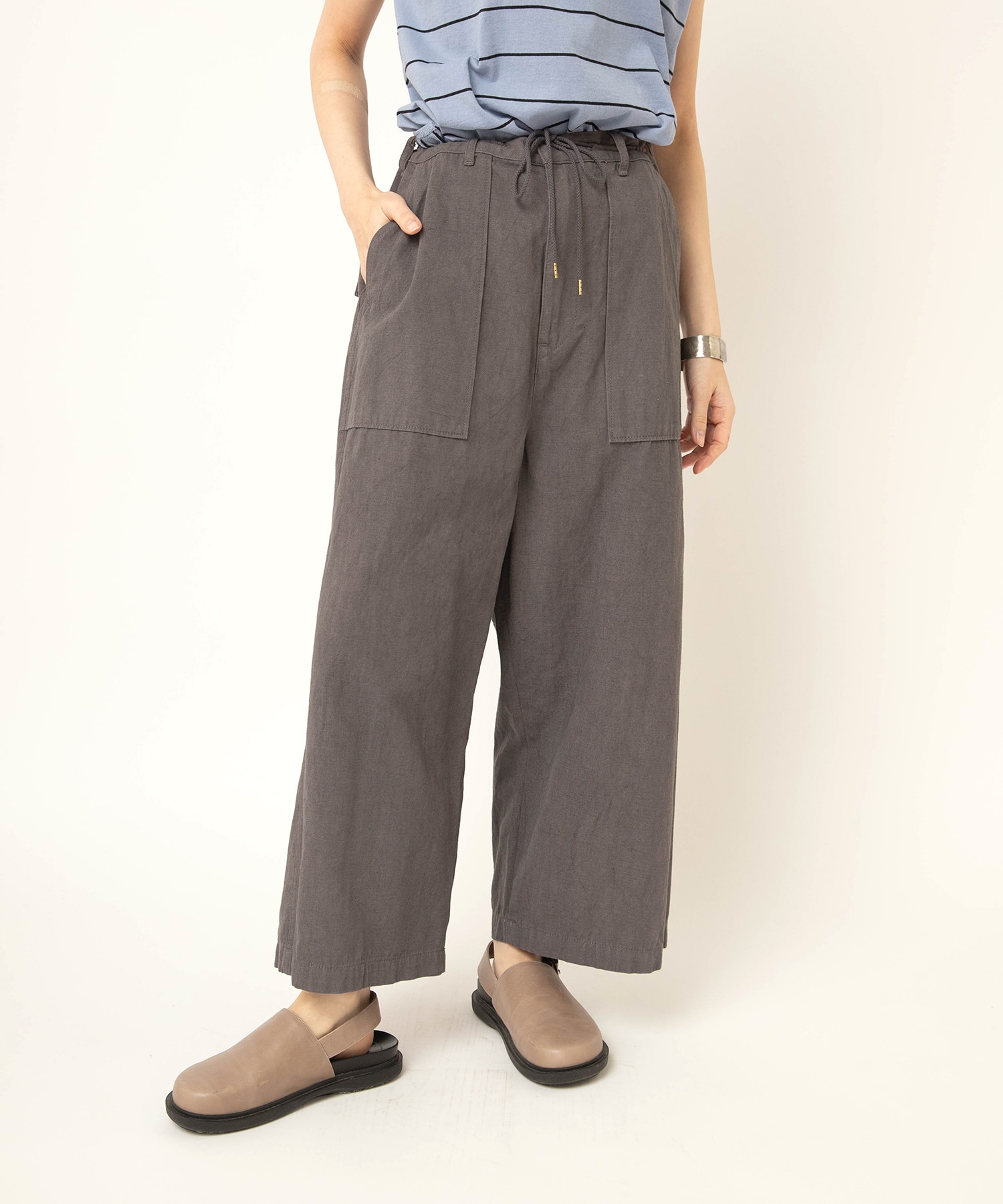 R4467 ムラ染めワイドアンクルパンツ