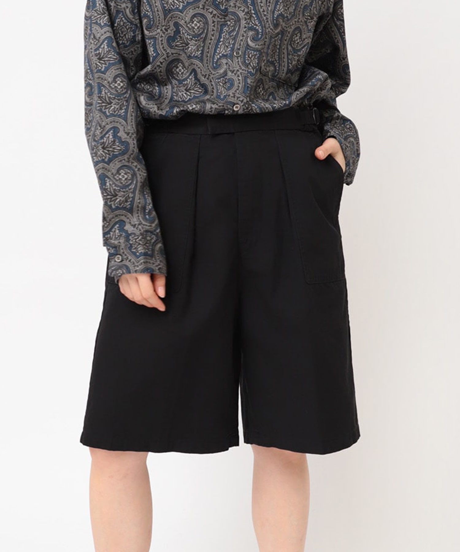 T1014 コットンリネンワークハーフパンツ