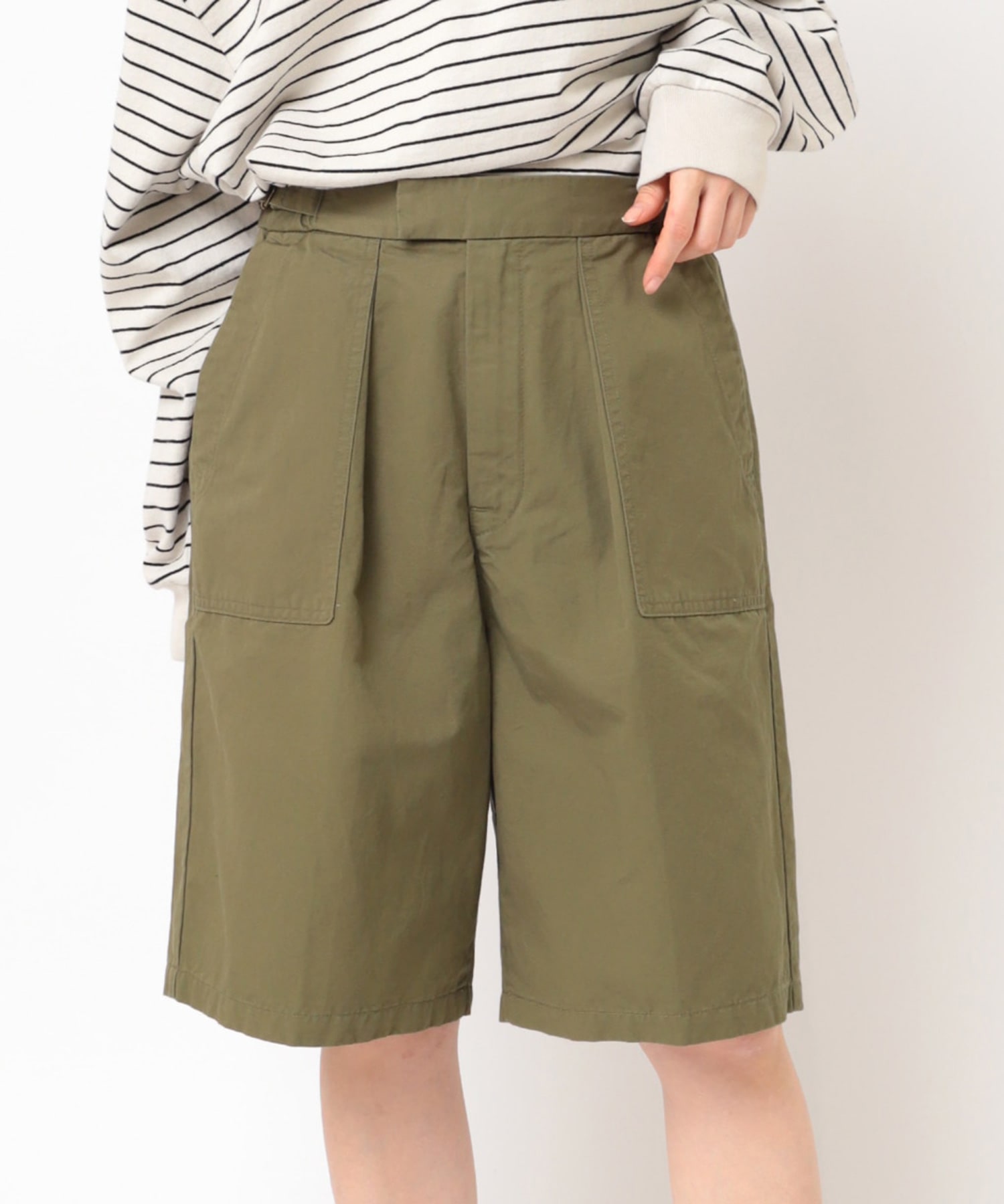 T1014 コットンリネンワークハーフパンツ