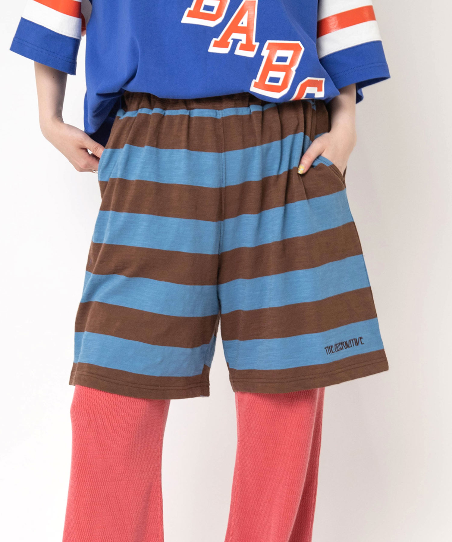 【8月下旬納期】T1020 ボーダーハーフパンツ