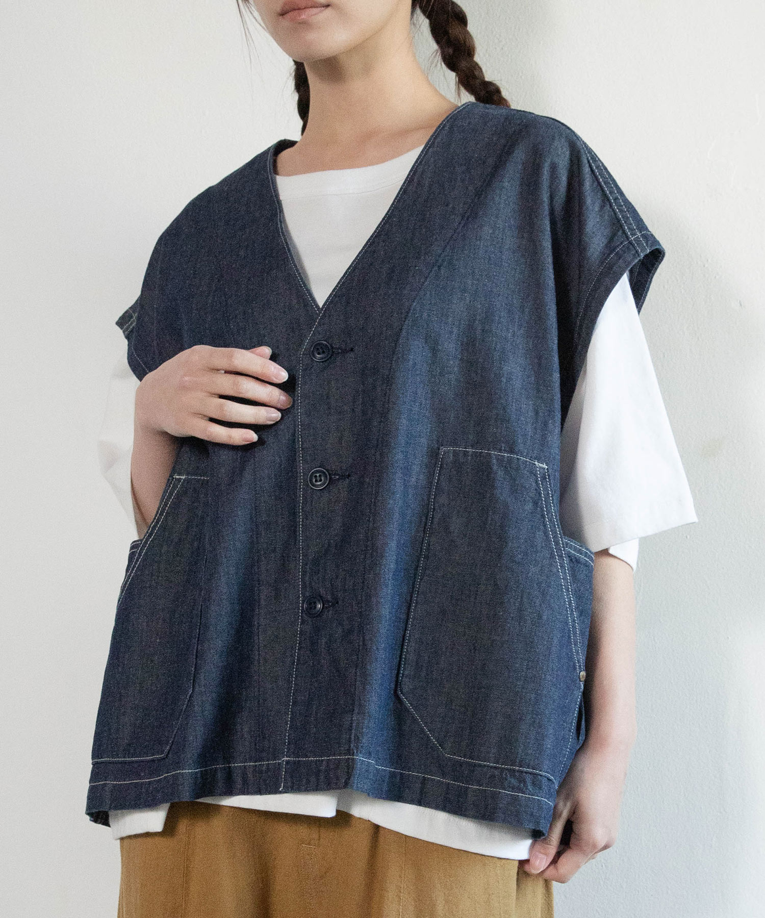 V0170 フレンチワークシャツベスト
