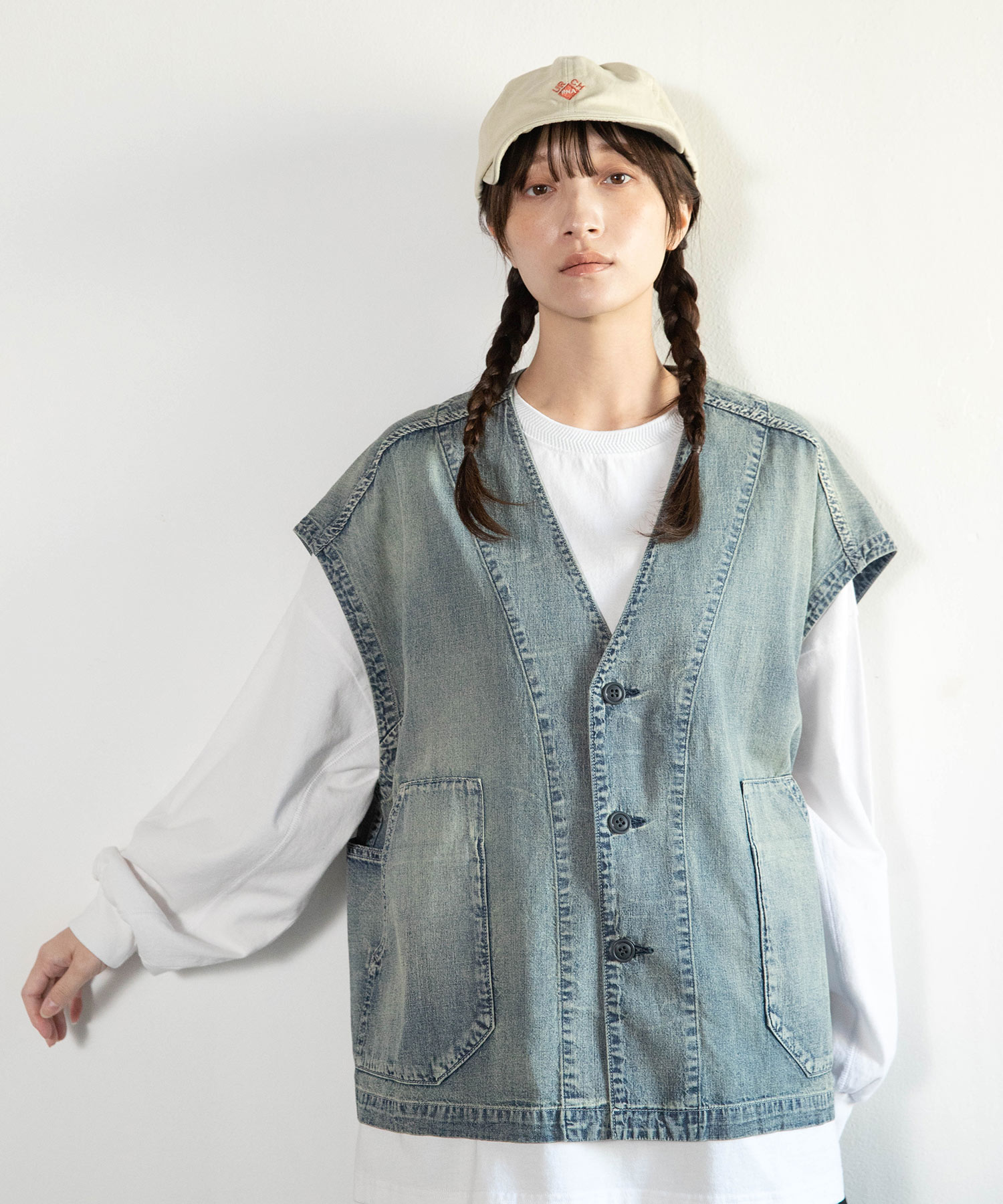 V0170 フレンチワークシャツベスト