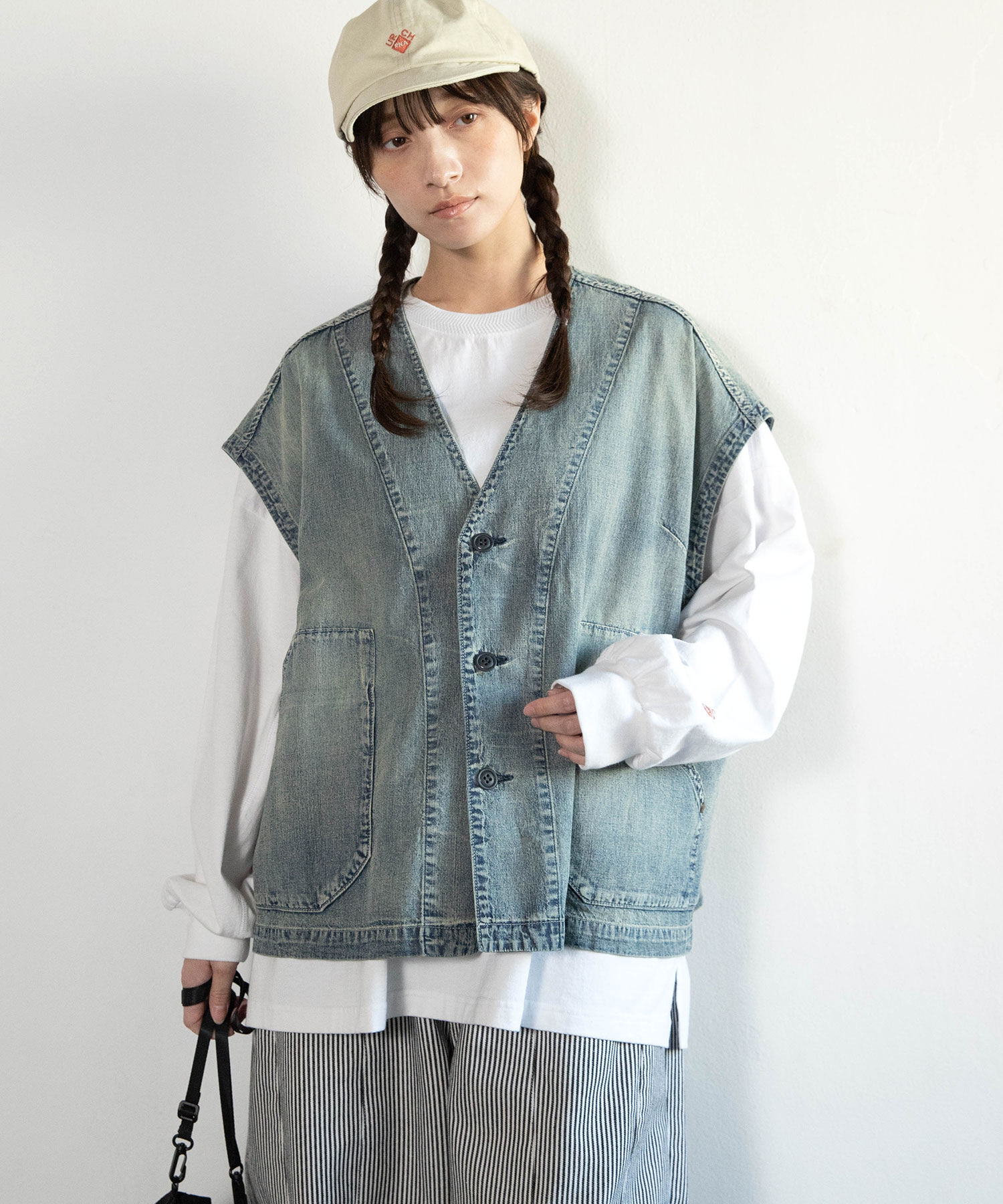 【3月下旬納期】V0170 フレンチワークシャツベスト